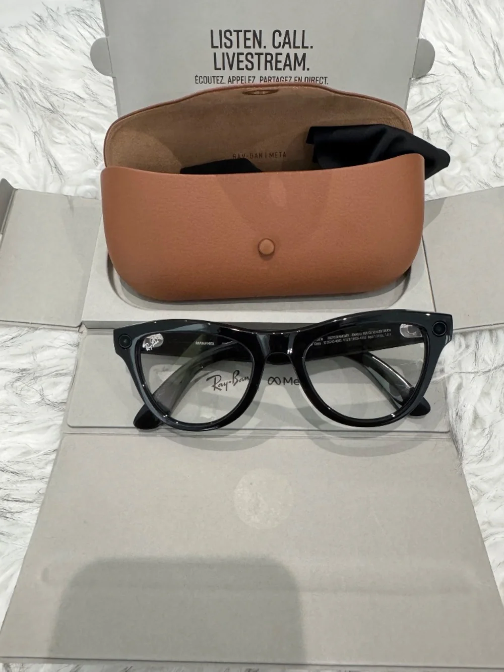 Ray-Ban Meta Skyler Smart Glasses - Shiny Black / Clear Blue Light (RW4010)